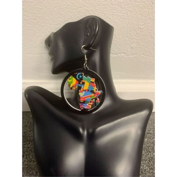 Multicolored Africa Statement Earrings - Picture 1 of 2